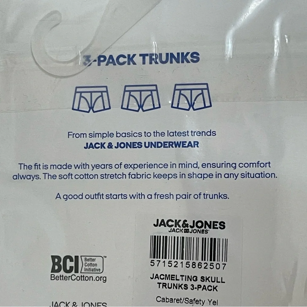 NEW! Jack & Jones Men’s Set of 3 Black Multicolor Boxer Briefs Skull Design- XL